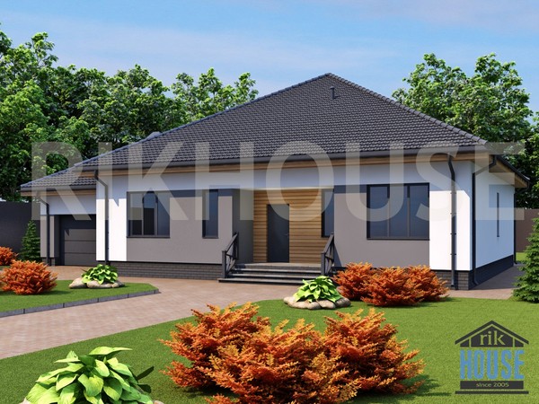 артикул КО-1103 Одноэтажный дом с гаражом (площадь 198 м²)